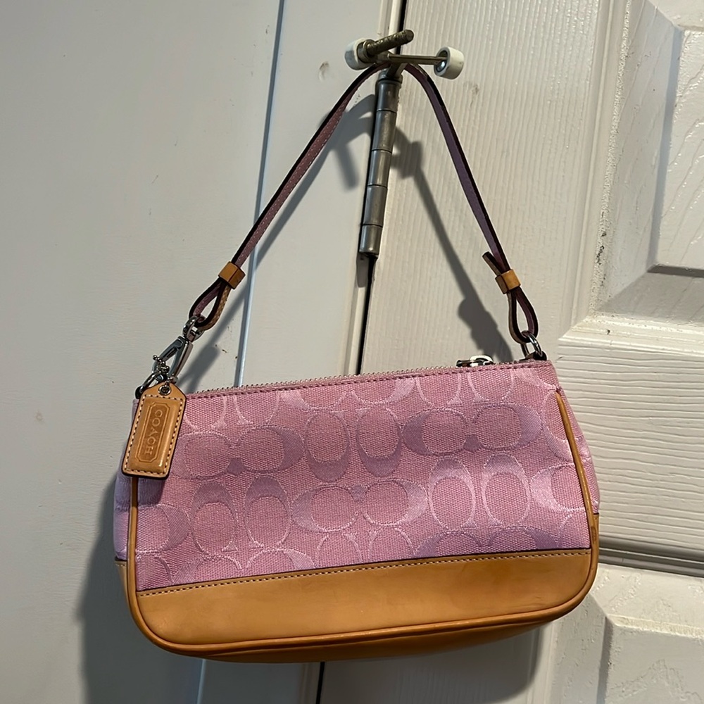 Coach Pink and Tan Shoulder Bag